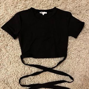 By the Way crop top with tie detail around midrift